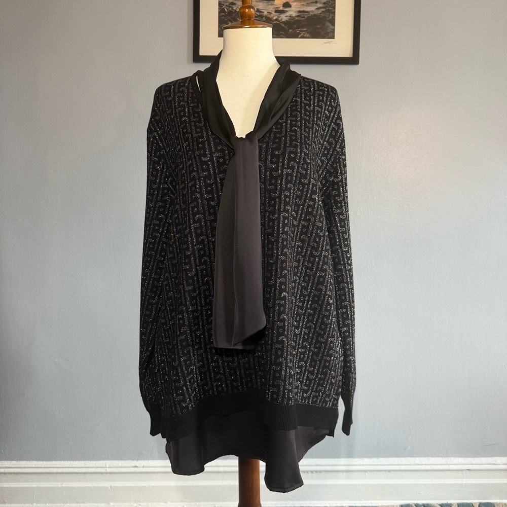 Anne Klein V-Neck Tie Sweater